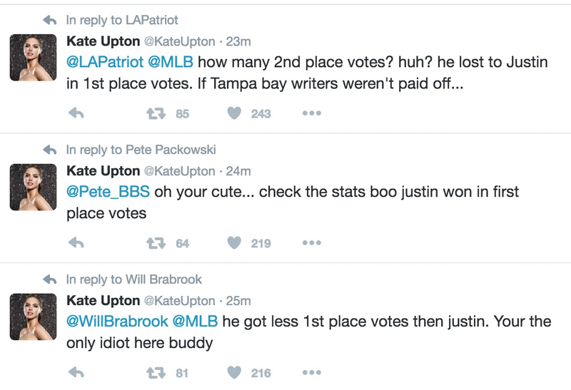 Illustration for article titled Kate Upton On Cy Young Vote: I Thought I Was The Only One Allowed To Fuck Justin Verlander